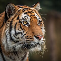 Fototapeta premium Golden-Eyed Tiger Portrait Majestic Gaze, Nature Background , feline, wildlife