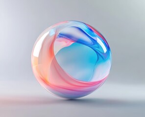 Obraz premium Translucent sphere with swirling pastel hues