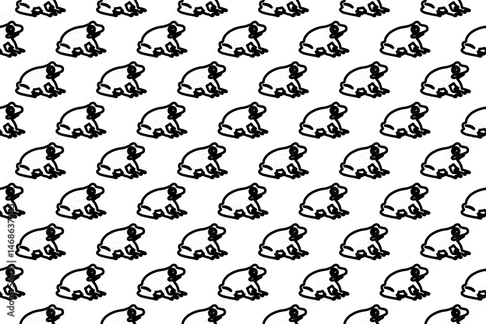 Poster seamless pattern completely filled with outlines of funny frogs. elements are evenly spaced. illustr