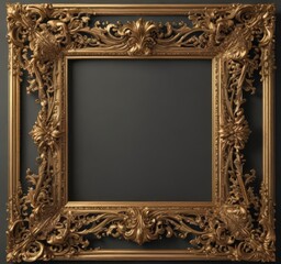 Intricate gold vintage frame; elegant baroque scroll design  ,  graphic,  art,  filigree