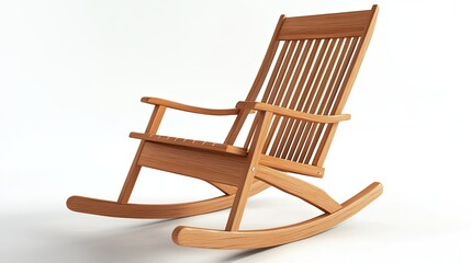 Simple wooden rocking chair on white
