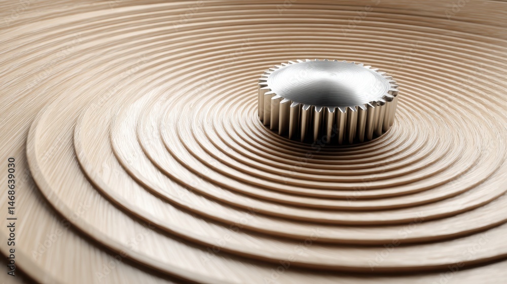 Poster a rustic wooden object featuring a central hole representing simplicity and natural design in modern