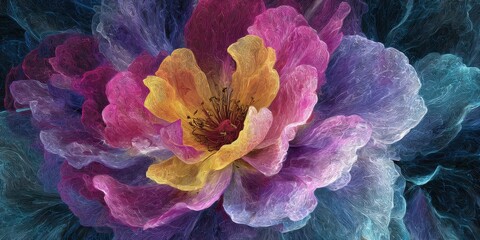 Obraz premium Vibrant, abstract flower blossoms in hues of color.