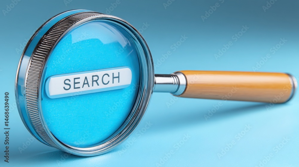 Poster magnet with the word search highlighting the importance of information retrieval and data processing