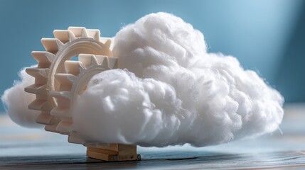 Digital concept of a cloud with a clock symbolizing time management and cloud operations in technology environment