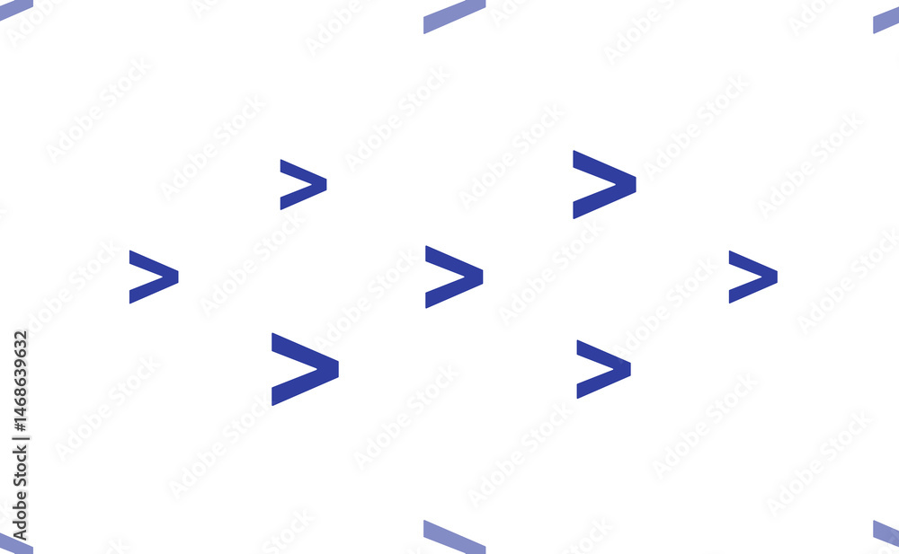 Poster seamless pattern of large isolated blue greater symbols. the pattern is divided by a line of element