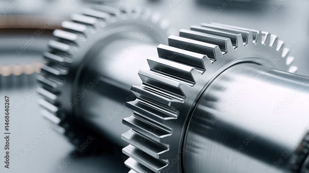 Poster metal gear wheel representing continuous improvement and overlapping infinity loop in industrial and