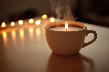 Cozy Candlelit Coffee Mug for Relaxing Evenings