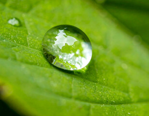 Closeup Water Droplet On Green Leaf