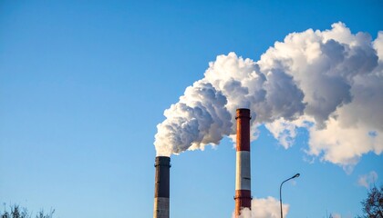 青空に立ち上る煙突の煙と空気の流れ