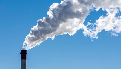 青空に立ち上る煙突の煙と空気の流れ