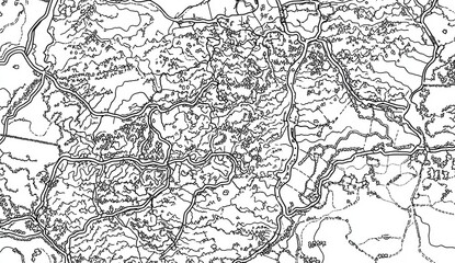 Fototapeta premium Detailed topographic map of a mountainous region. Complex network of roads and contours