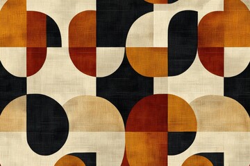 Abstract Geometric Rug with Warm Earth Tones
