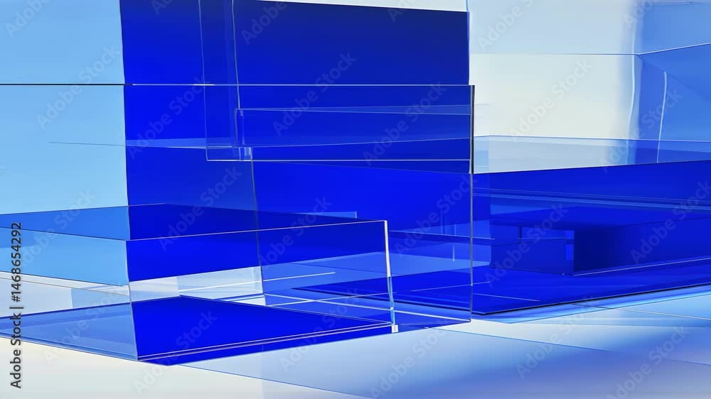 Aufkleber abstract geometric background with blue and white transparent cubes modern design 3d rendering with 