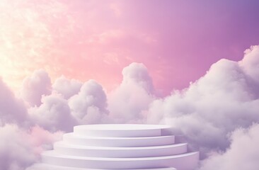 Serene tiered platform above dreamy cloudscape