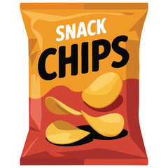 Snack chips bag packaging isolated vector illustration on white background
