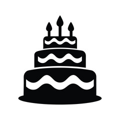 Birthday cake silhouette vector illustration icon
