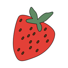 cute strawberry doodle transparent background