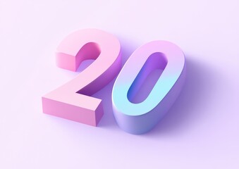 Pastel pink and blue 3D number twenty (2)