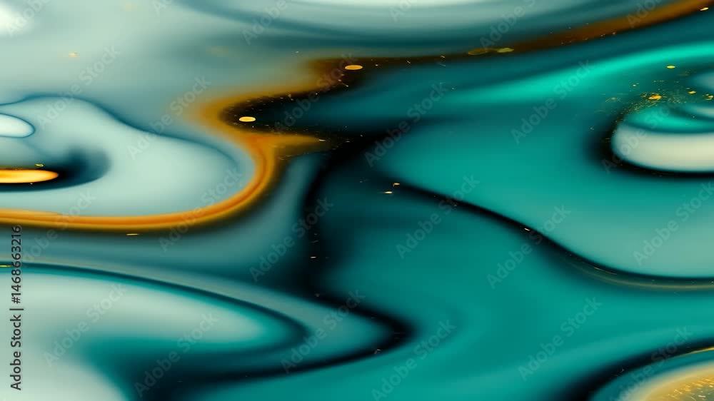 Aufkleber abstract swirling design with amber and aqua colors fluid dynamic shapes and subtle distortion for m