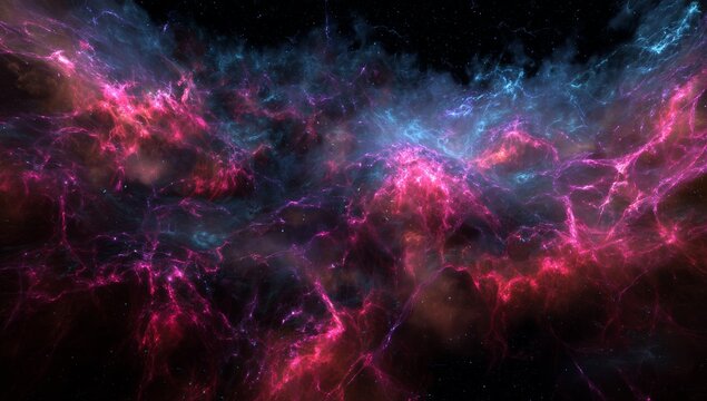Neon Pink and Blue Galaxy with Fractal Patterns