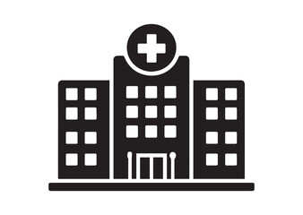 Hospital Icon, Hospital Building Silhouette Vector