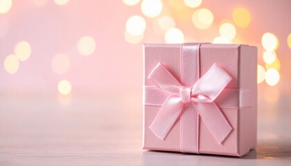 可愛いリボンがついたピンク色のプレゼントボックス