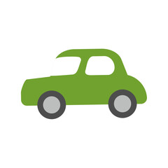 Flat Green Car Illustration Facing Left – Summer Concept Design

