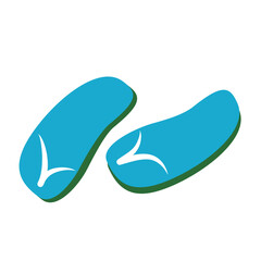 Simple Blue Beach Sandals Illustration with Summer Theme
