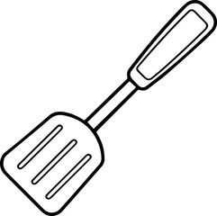 spatula outline vector illustration, line art