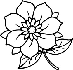 Anemone flower outline vector illustration, line art