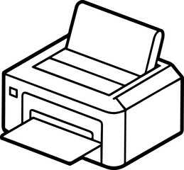 printer outline vector illustration, line art