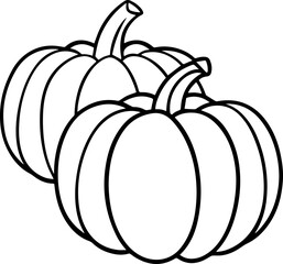pumpkin outline vector illustration, line art