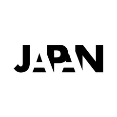 Modern Japan Typography Logo with Mount Fuji Icon Elements,