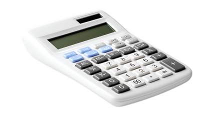 White Digital Calculator with Large Display and Office-Friendly Design

