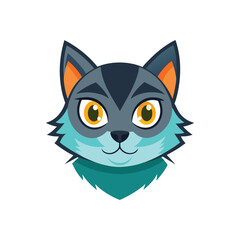 Flat and Minimal cat head icon vector illustration on white background 