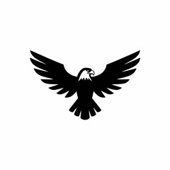 Eagle Spreading Wings - Black and White Vector Illustration