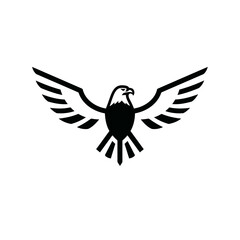 Eagle Spread Wings, Black and White Minimalist Vector Illustration