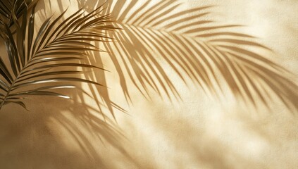 Obraz premium Palm frond shadows cast on a beige wall