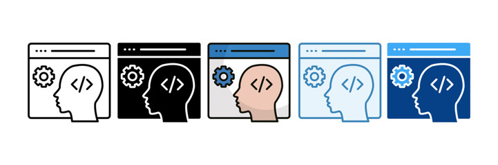 Artificial Intelligence Icon Set Multiple Style Collection