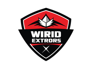 Modern Red and Black Shield Logo for Wired Extrodrs