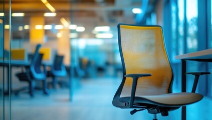 Modern office chair in a vibrant workspace