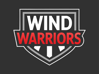 Wind Warriors Logo Shield Design Red White Gray