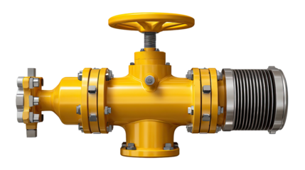 Industrial Valve in Detail: The image shows a close-up view of an industrial valve with metallic accents, a symbol of industrial technology. The valve is designed for controlling flow and pressure.