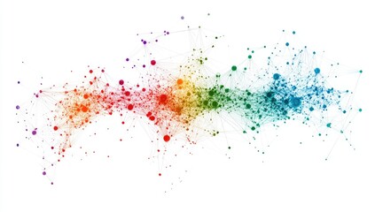 Colorful network visualization; interconnected nodes & lines