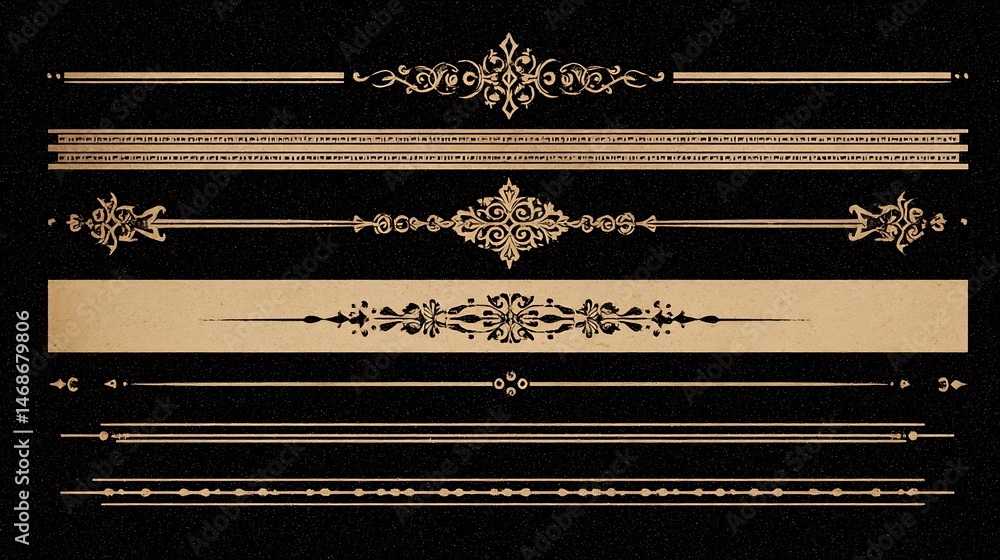 Poster old western line dividers design elements