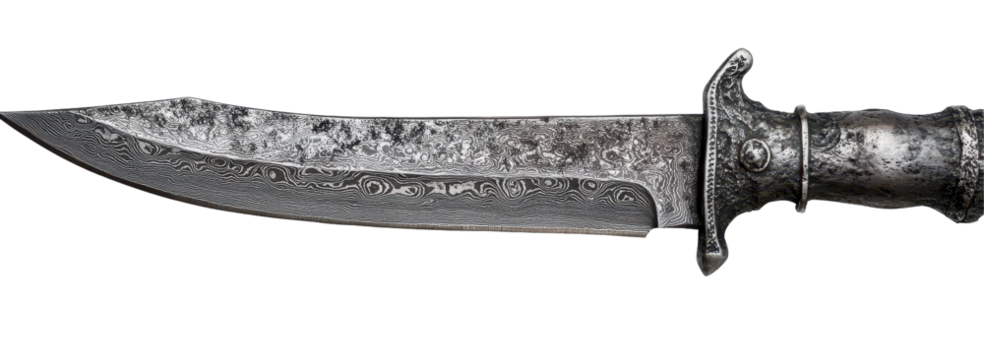 Ornate, damascus steel blade knife