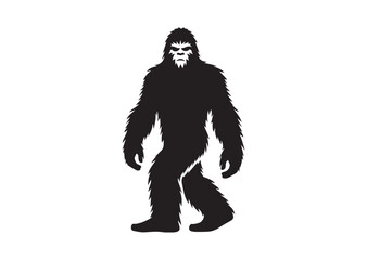 Fototapeta premium Bigfoot Yeti Black And White Silhouette Vector