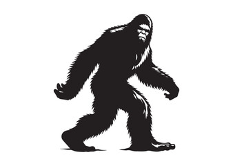 Obraz premium Bigfoot Yeti Black And White Silhouette Vector