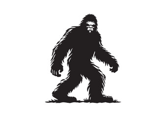 Obraz premium Bigfoot Yeti Black And White Silhouette Vector